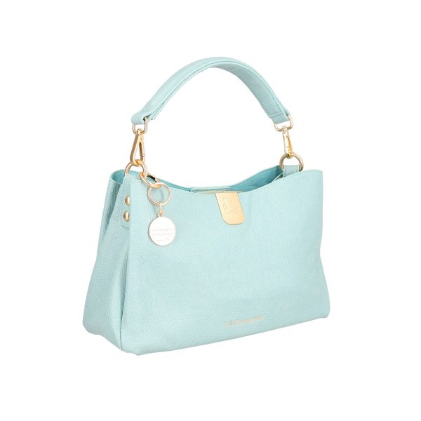 Geanta dama casual din piele ecologica turcoaz cu trei compartimente Lulu Castagnette BS0106CA2302032 126