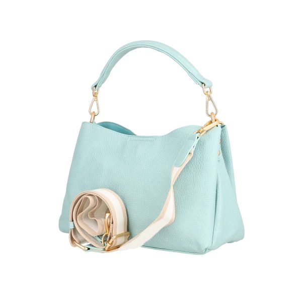 Geanta dama casual din piele ecologica turcoaz cu trei compartimente Lulu Castagnette BS0106CA2302032 122