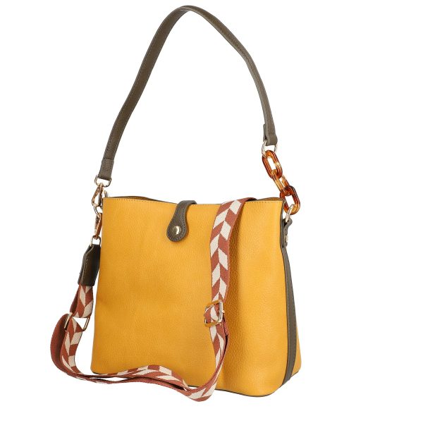 Geanta Mustar Dama Casual Piele Eco cu 3 Compartimente - Lulu Castagnette BS2383CA230271 122