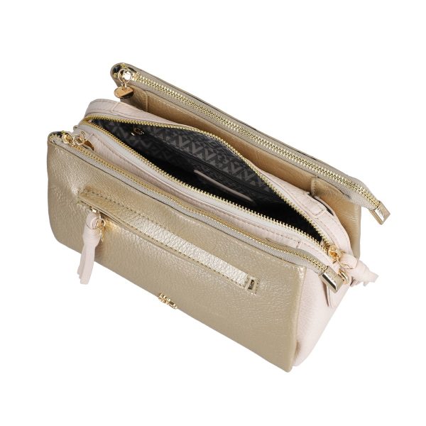 Geanta dama casual auriu cu trei compartimente Lulu Castagnette BS2312LLCA230234 121