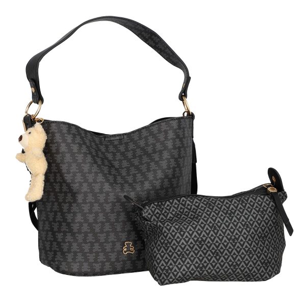 Geanta de Umar Neagra Femei Casual cu Gentuta Detasabila - Lulu Castagnette BS23141CA230298 122