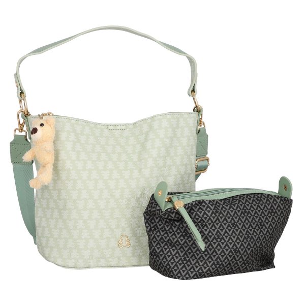 Geanta femei casual verde de umar cu gentuta detasabila Lulu Castagnette BS23141CA230295 123