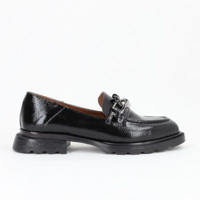 Loafers dama piele ecologica negru cu varf rotund BS702PC2301616