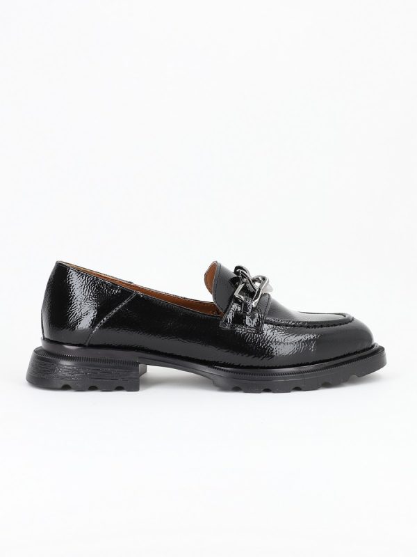 Uncategorized - Pantofi Loafers Femei, Piele Eco, Negri, Varf Rotund - BS702PC2301616