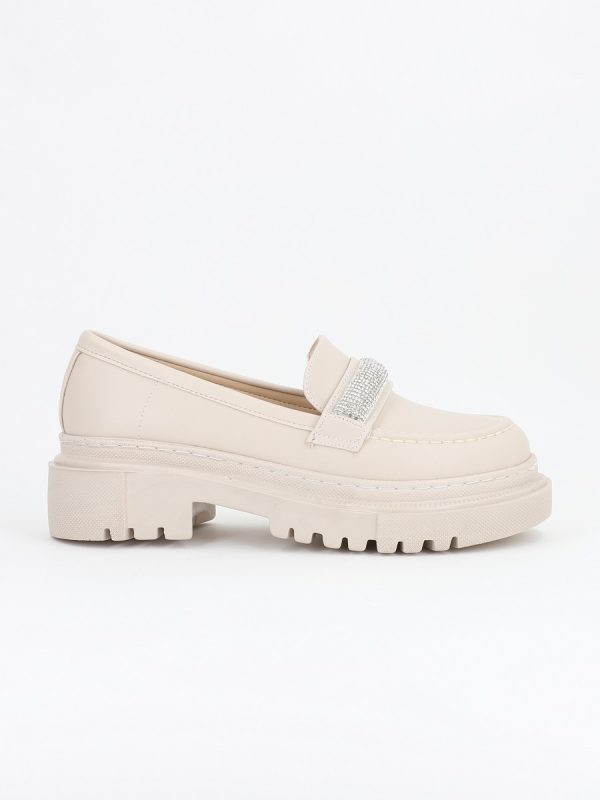 Loafers piele eco bej cu varf rotund BS206PC2301600 122