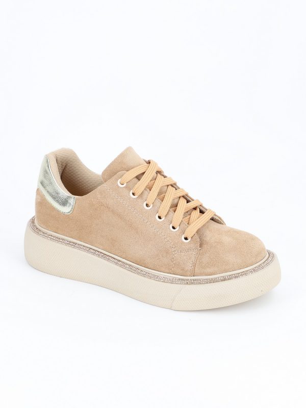 Pantofi Dama Sport Piele Ecologica Bej cu Varf Rotund - BS0201PC2301627 122