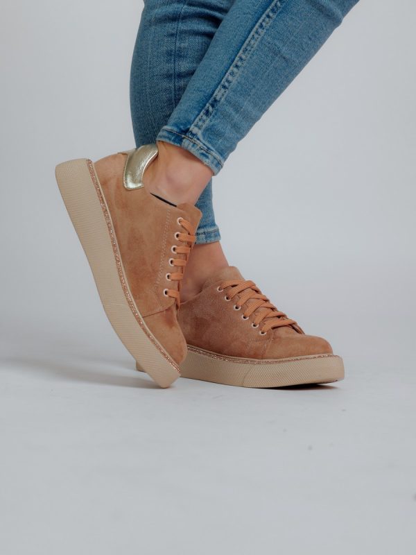 Pantofi Dama Sport Piele Ecologica Bej cu Varf Rotund - BS0201PC2301627 119
