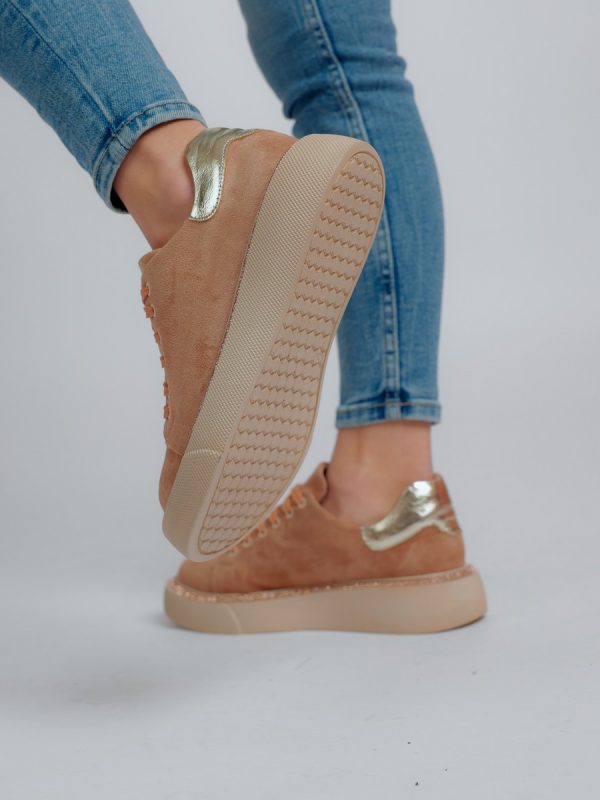 Pantofi Dama Sport Piele Ecologica Bej cu Varf Rotund - BS0201PC2301627 120