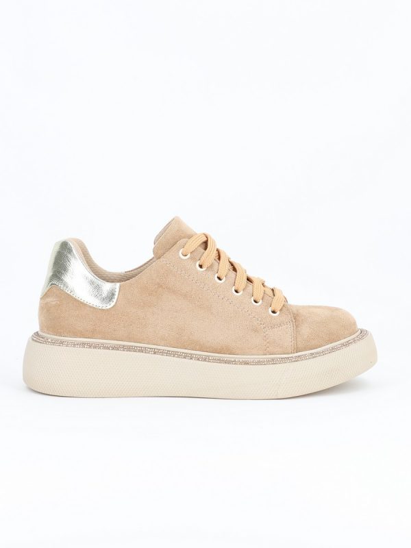 Uncategorized - Pantofi Dama Sport Piele Ecologica Bej cu Varf Rotund - BS0201PC2301627