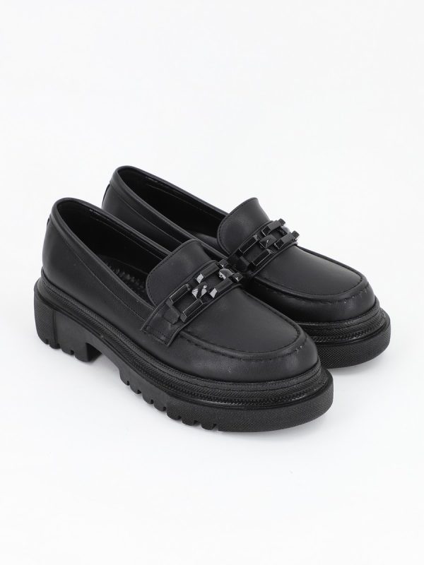 Pantofi loafers piele ecologica negru cu varf rotund BS201PC2301605 121