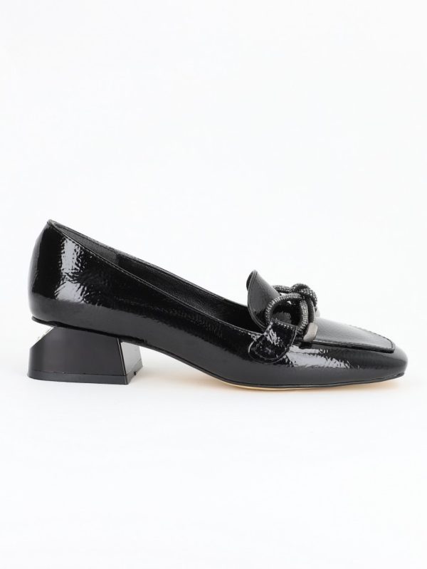 Uncategorized - Pantofi Eleganti Dama cu Toc Mic, Piele Eco Neagra - BS214PTNI2301575