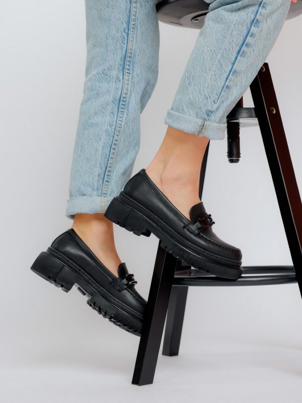 Pantofi loafers piele ecologica negru cu varf rotund BS201PC2301605 120