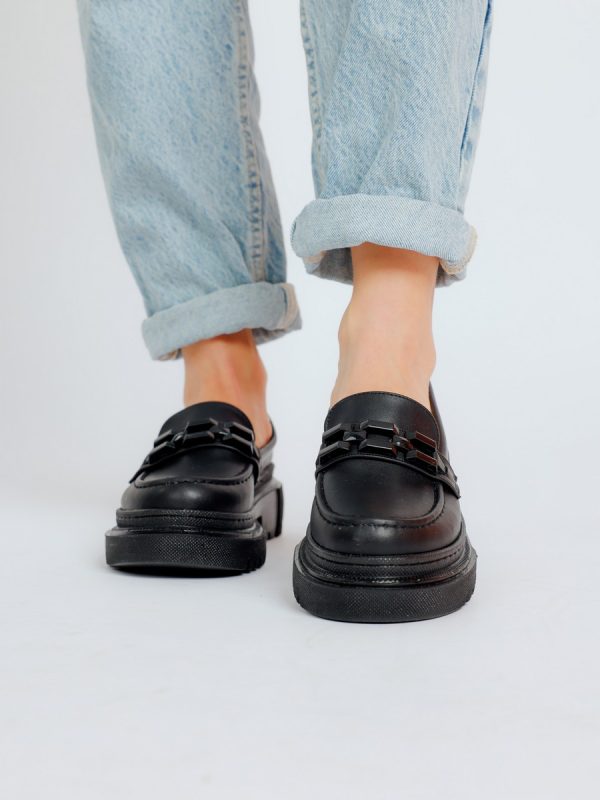 Pantofi loafers piele ecologica negru cu varf rotund BS201PC2301605 119