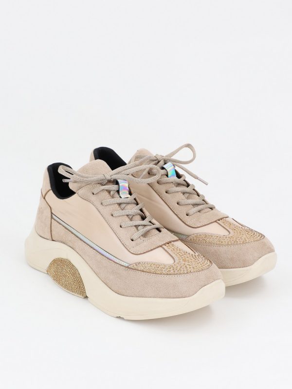 Pantofi sport material textil bej cu pietricele BS901PSRO230140 121