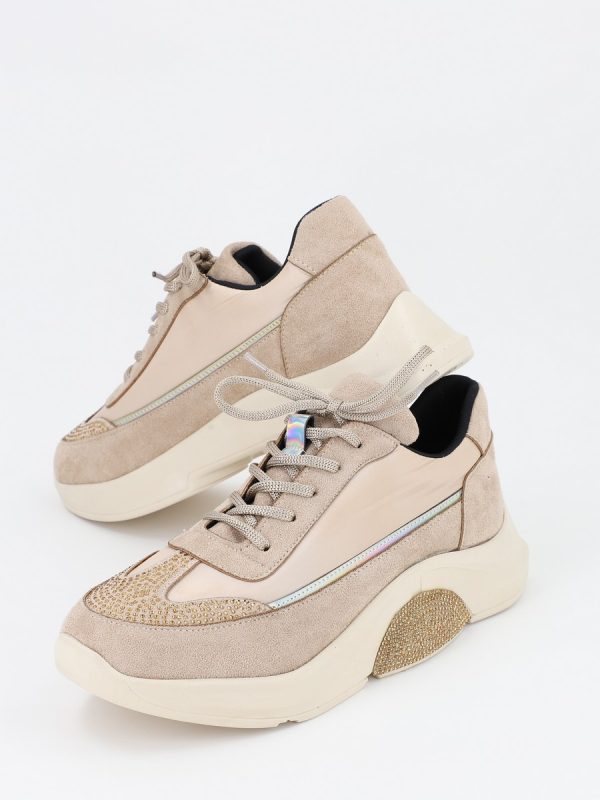 Pantofi sport material textil bej cu pietricele BS901PSRO230140 125