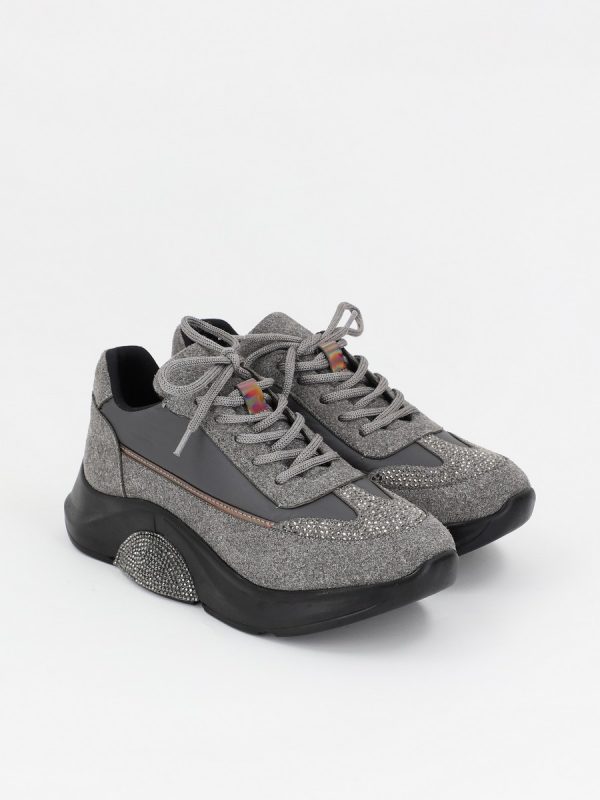 Pantofi Sport Textil Gri cu Pietricele - BS901PSRO230141 123