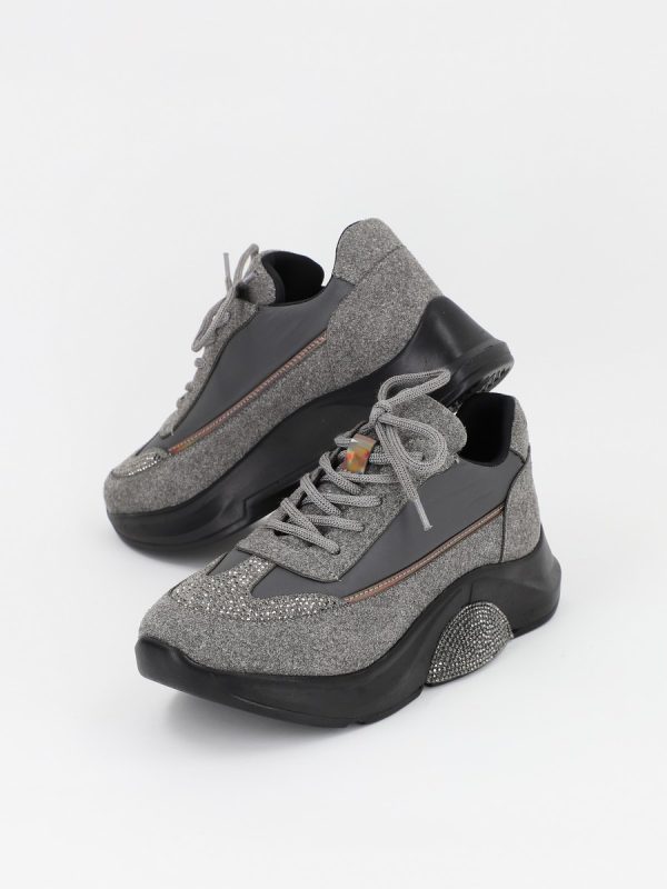 Pantofi Sport Textil Gri cu Pietricele - BS901PSRO230141 119