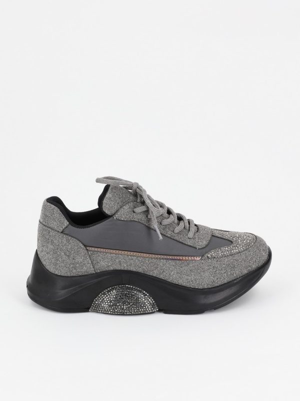 Uncategorized - Pantofi Sport Textil Gri cu Pietricele - BS901PSRO230141