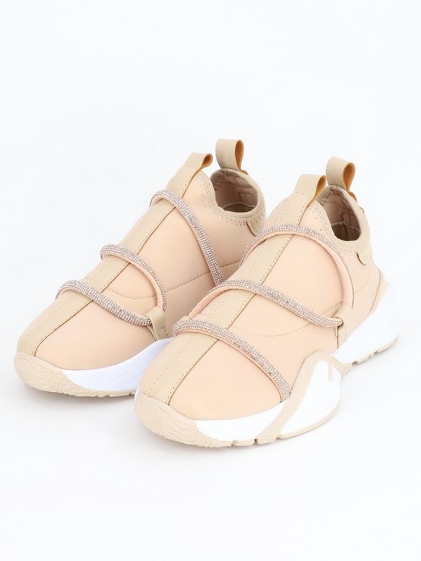Pantofi Sport Dama Bej Material Textil cu Banda Spirala Pietricele - BS041PSRO2301525 121
