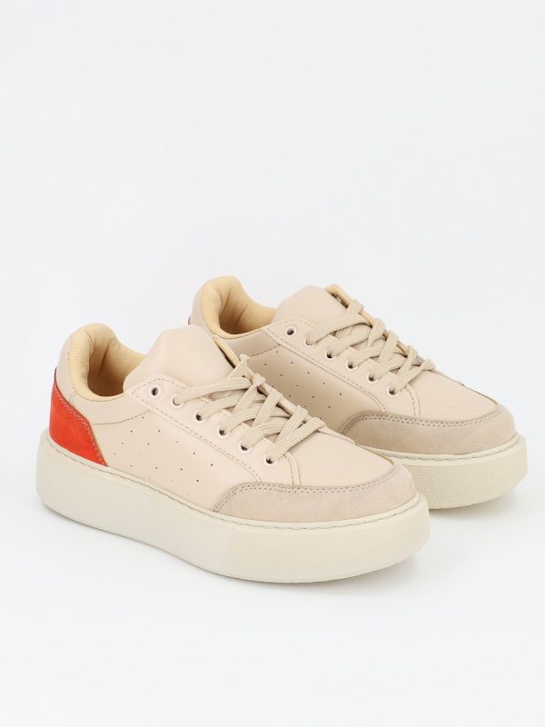Pantofi Sport Dama Material Textil Bej Tip Tenisi cu Talpa Groasa - BS234PSRO2301530 119