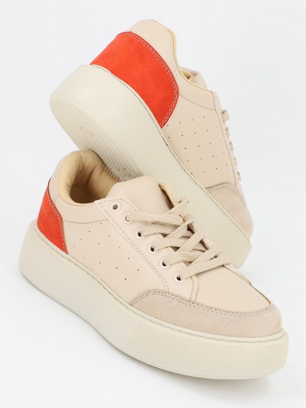 Pantofi Sport Dama Material Textil Bej Tip Tenisi cu Talpa Groasa - BS234PSRO2301530 122
