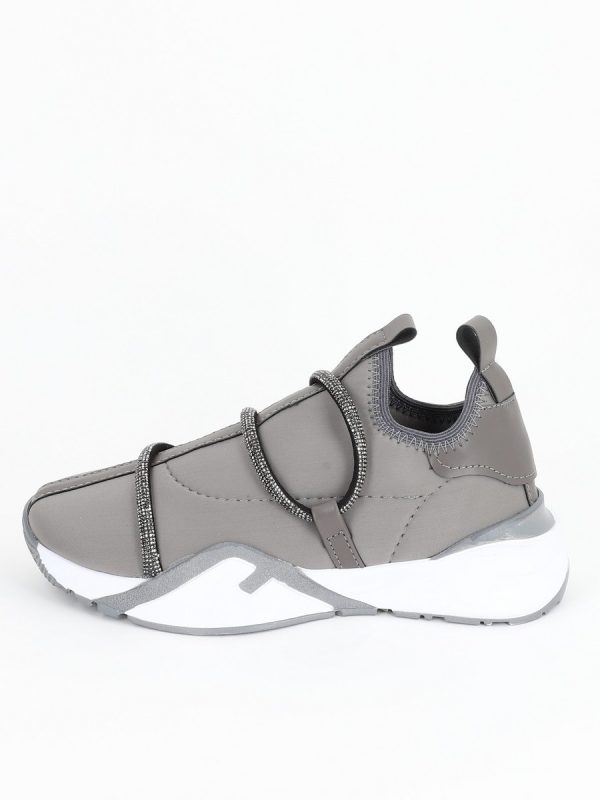 Uncategorized - Pantofi Sport Gri Material Textil cu Banda Spirala Pietricele - BS041PSRO2301527