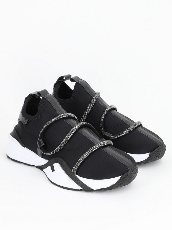 Pantofi Negri Sport Material Textil cu Banda Spirala Pietricele - BS041PSRO2301526 123
