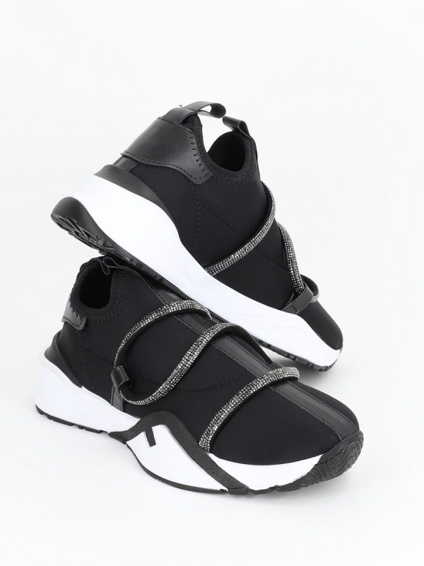 Pantofi Negri Sport Material Textil cu Banda Spirala Pietricele - BS041PSRO2301526 124