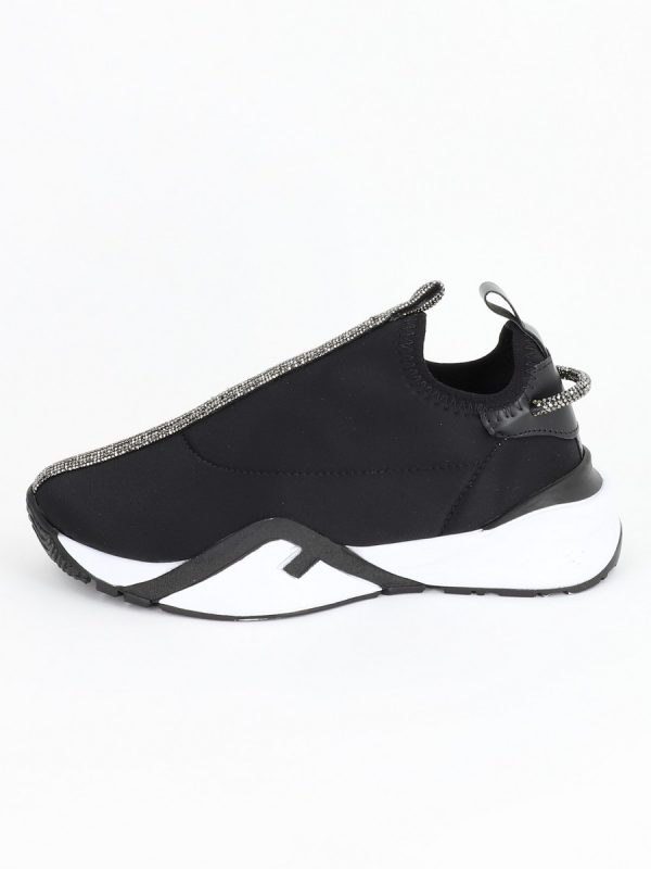 Uncategorized - Pantofi sport material textil negru cu elemente design banda cu pietricele BS043PSRO2301521