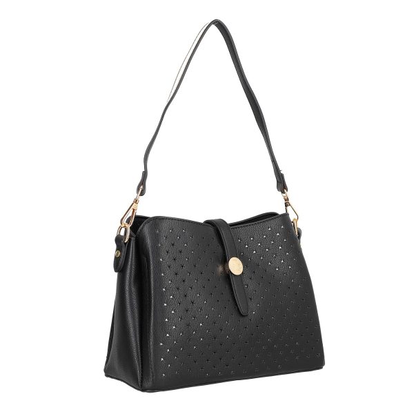 Poseta Eleganta Neagra Femei de Umar cu 3 Compartimente - Lulu Castagnette BS23046CA230286 120