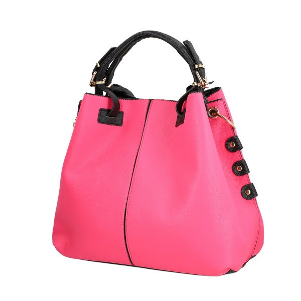 Set geanta dama cu portofel casual roz din piele ecologica cu doua compartimente BS22SET2311327 124