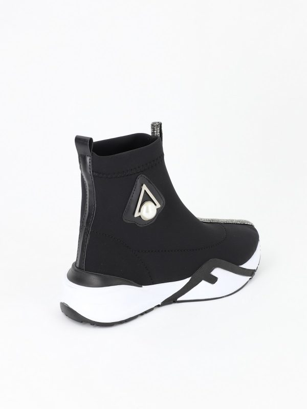 Sneakers Dama Negri High Top Material Textil Design Banda cu Pietricele - BS033PSRO2301545 121