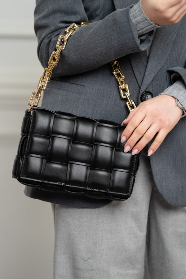 Poseta Neagra Eleganta Femei din Piele Eco Intretesuta cu un Compartiment - BS1004CA2303015 119