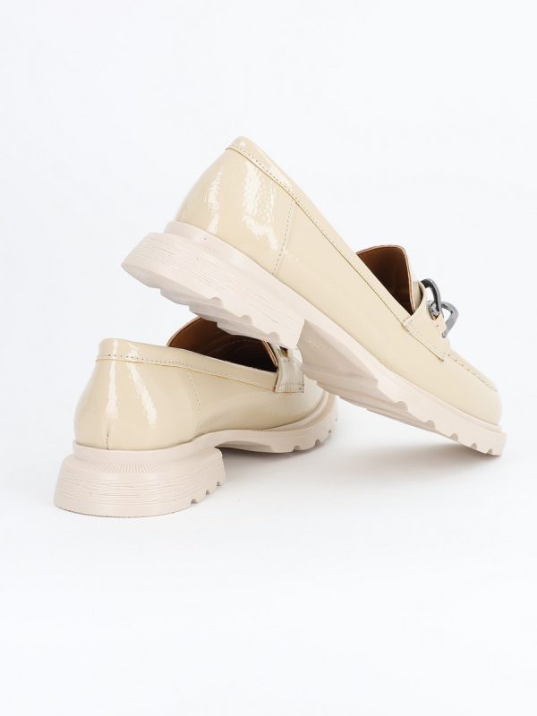 Pantofi Loafers Dama, Piele Eco, Bej, Varf Rotund - BS702PC2302210 119