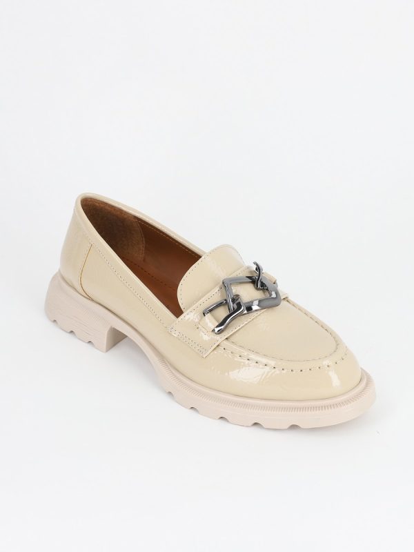 Pantofi Loafers Dama, Piele Eco, Bej, Varf Rotund - BS702PC2302210 121