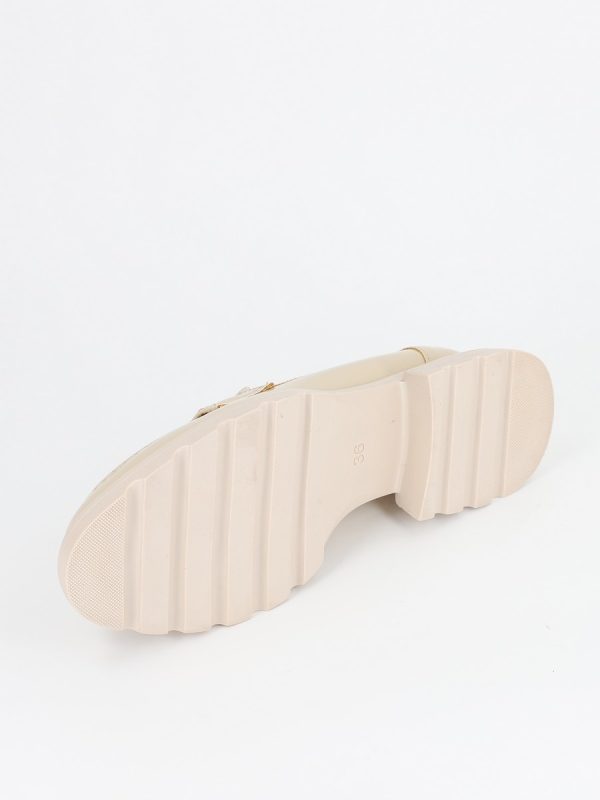 Pantofi Loafers Dama, Piele Eco, Bej, Varf Rotund - BS702PC2302210 122
