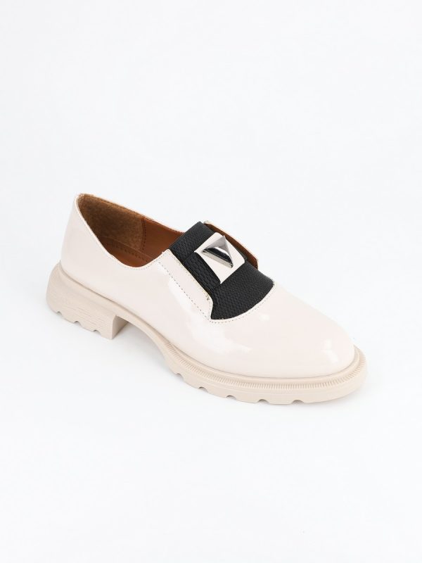 Loafers Femei Piele Eco Bej, Varf Rotund - BS801PC2302209 120
