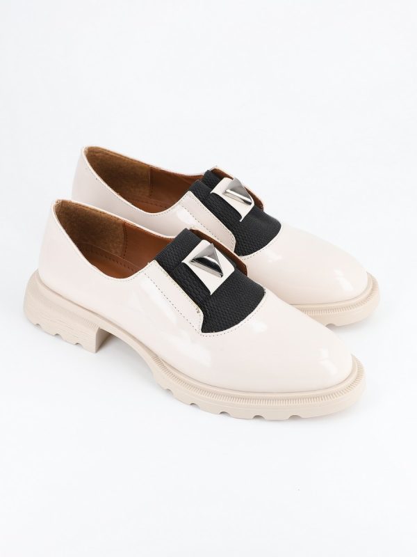 Loafers Femei Piele Eco Bej, Varf Rotund - BS801PC2302209 121