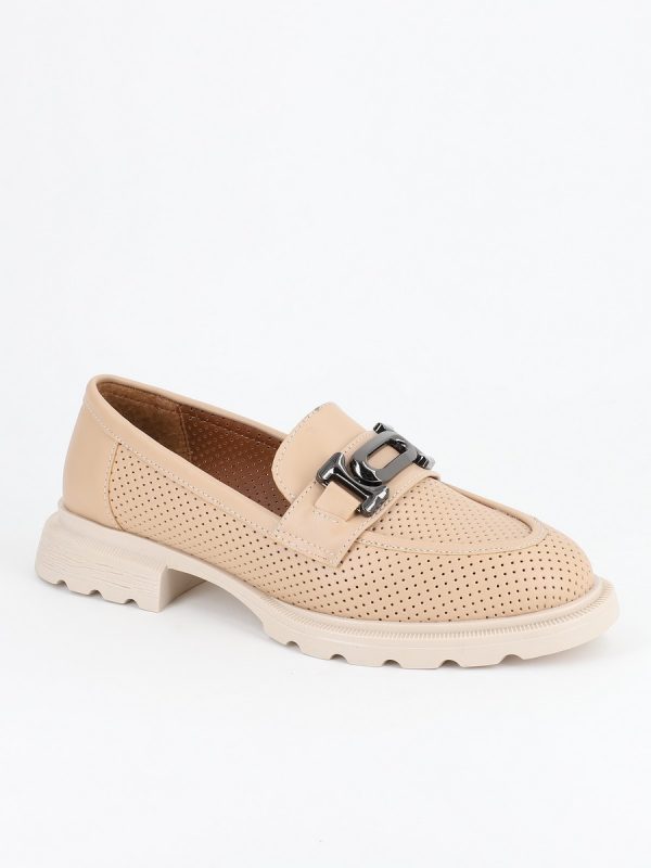 Mocasini Bej Dama, Piele Eco, Varf Rotund - BS809PC2302207 122