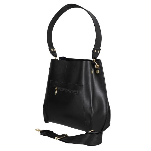 Geanta Piele Ecologica Dama Neagra Casual cu 2 Compartimente - Laura Biaggi BS225CA2301255 121