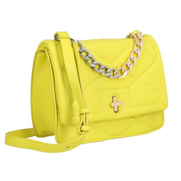 Geanta din piele ecologica casual verde lemon cu un compartiment Bestini BS3052CA2303070 119