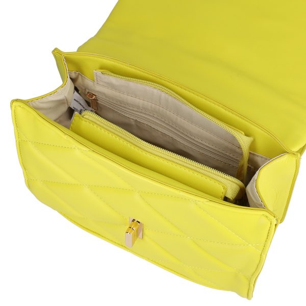 Geanta din piele ecologica casual verde lemon cu un compartiment Bestini BS3052CA2303070 121