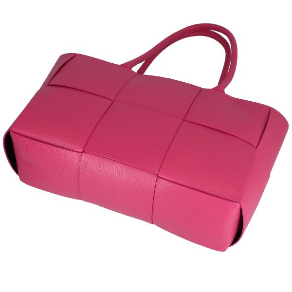 Geantă din piele naturală office roz fuchsia întrețesută cu buzunare interioare Laura Biaggi BS04270OF2303050 121