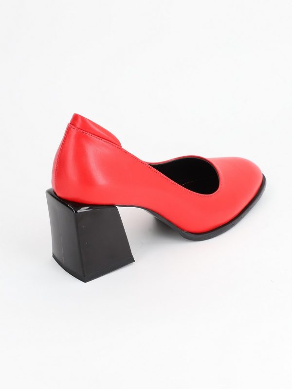Pantofi Rosii Dama cu Toc, Piele Eco, cu Varf Rotund - BS612PT2302204 121