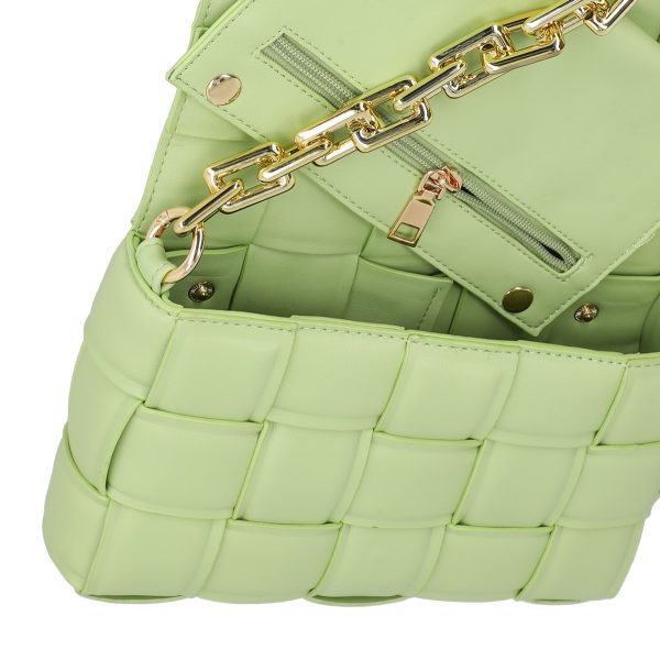 Poseta casual femei din piele ecologica intretesuta verde fistic cu un compartiment BS1004CA2303020 123