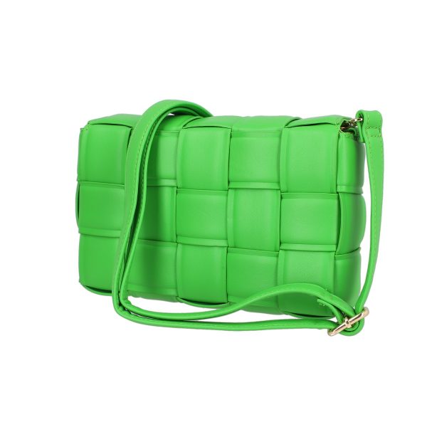 Poseta casual femei din piele ecologica intretesuta verde cu un compartiment BS1004CA2303021 120