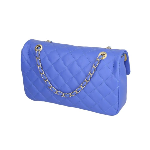 Poseta din piele naturala matlasata albastru cu bretea lant impletit Laura Biaggi BS6403PO2303042 120