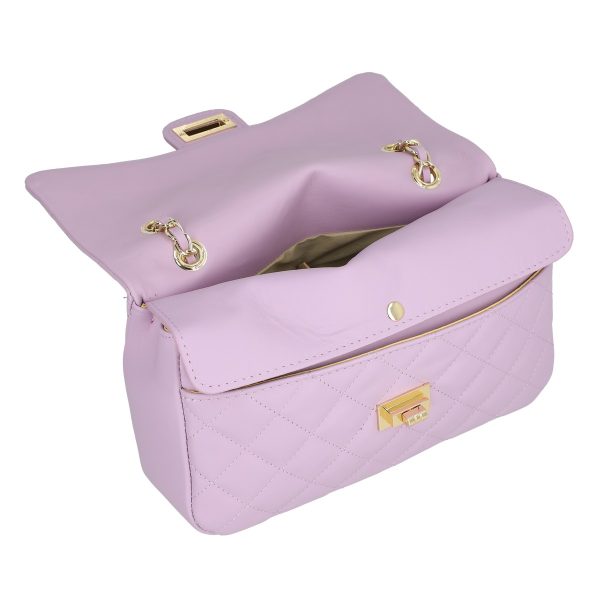 Poseta din piele naturala matlasata violet cu bretea lant impletit Laura Biaggi BS6403PO2303044 122