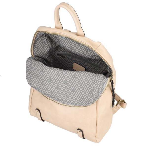 Rucsac Dama Piele Bej cu Buzunar Frontal - Lulu Castagnette BS2334RU2302021 119