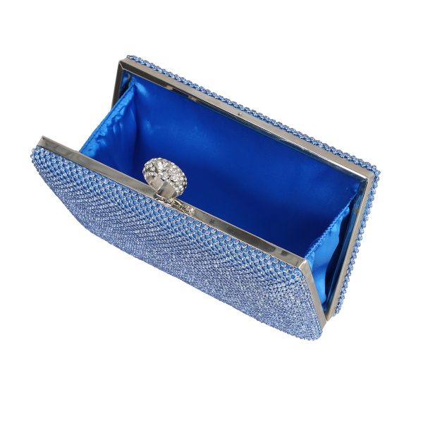 Geanta de dama din material sintetic albastru model zale cu cristale inchidere accesoriu metalic BS8080Z2304016 119